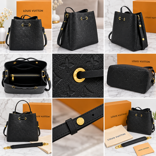 Louis Vuitton NéoNoé MM Black Monogram Empreinte Leather Bucket Bag