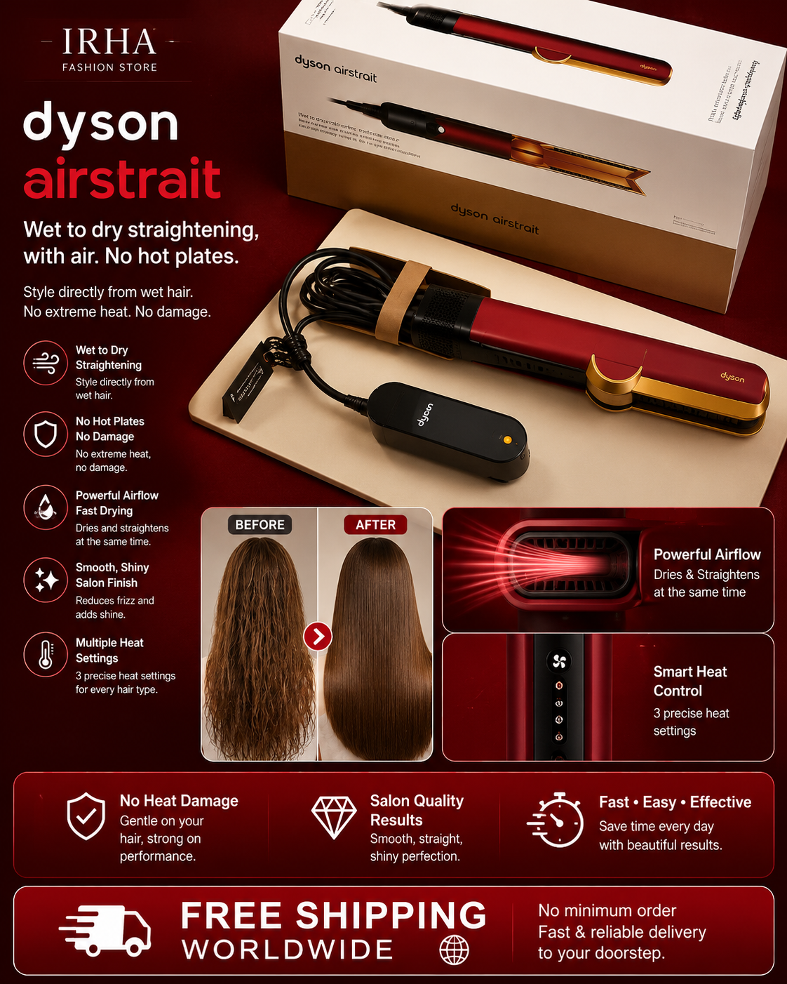 Dyson Airstrait™ Wet to Dry Hair Straightener – Fast Drying & Styling