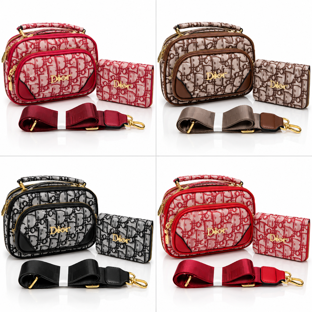 Dior Women’s Crossbody Bag & Matching Wallet Set – Adjustable Strap